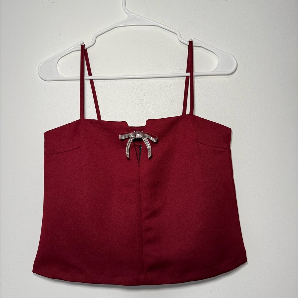 H&M Deep Red Camisole with Bow Detail